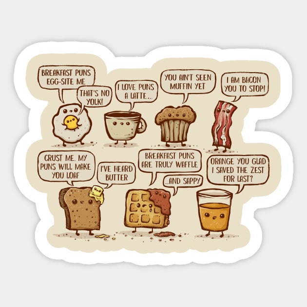 Breakfast Puns are Waffle Sticker by kg07_shirts